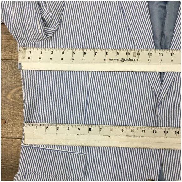 STAFFORD Mens Seersucker Blazer Sport Coat Casual Jacket Size 50L Classic Suit